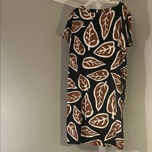 Who What Wear Black and Brown Leaf Midi Dress